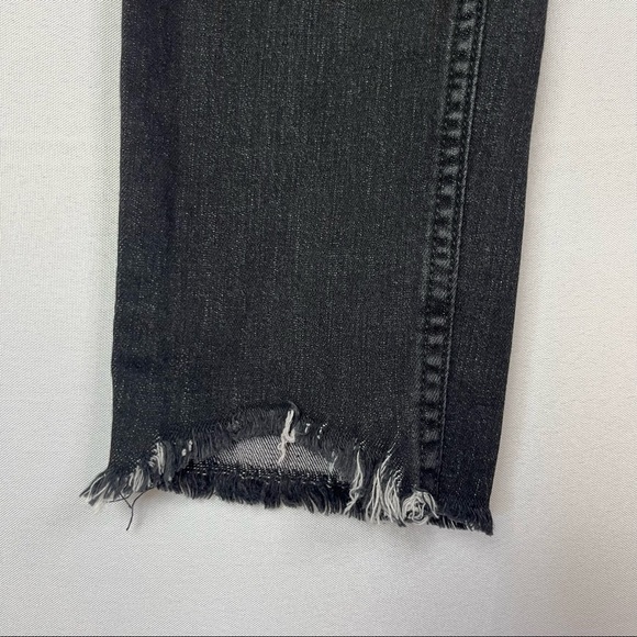 Free People Black Distressed Raw Hem Denim Cropped Skinny Jeans 27 - Picture 5 of 5